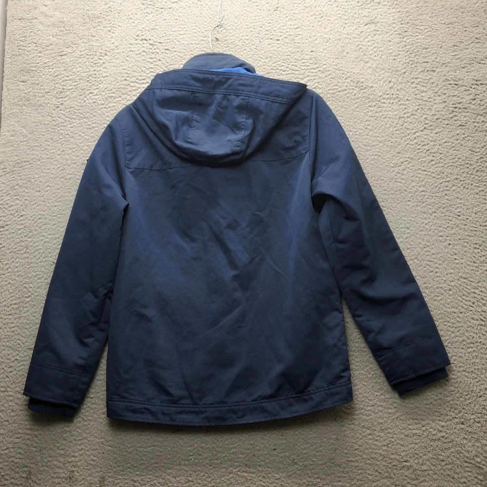Hollister All-Weather Hooded Jacket Men S Navy Fleece Lined Hook & Loop Full Zip